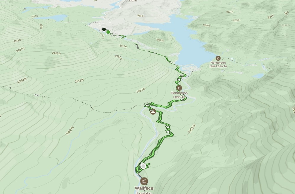 Hike map in  to wallface lean-to